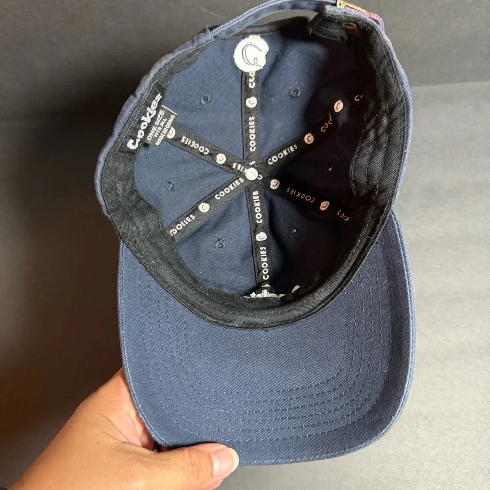 Cookies‎ SF Mens Navy Blue Script Logo Adjustable Strapback Dad Hat Cap OSFM